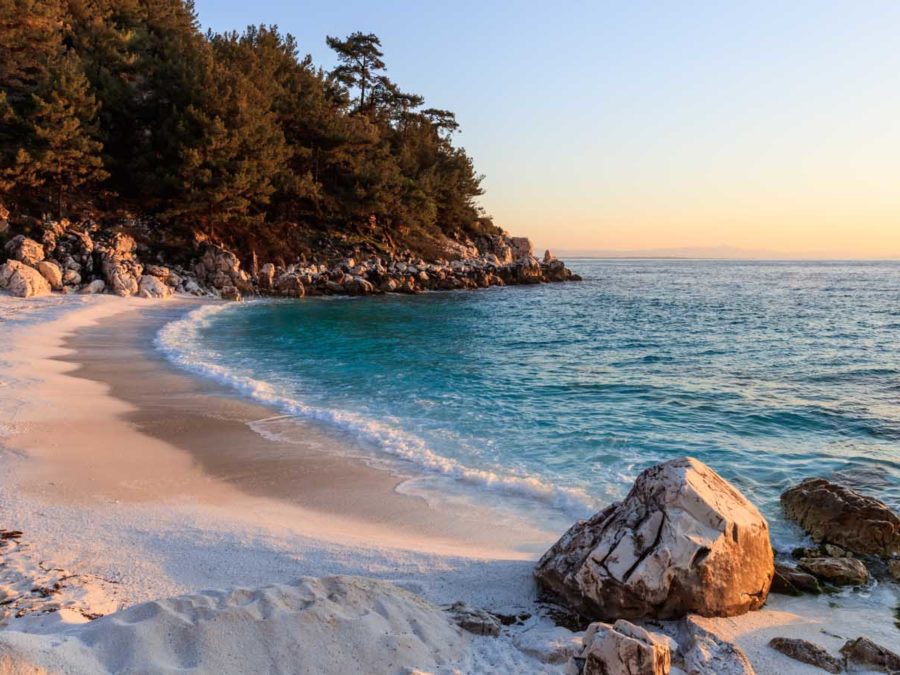 Marble beach (Saliara beach), Thassos Islands, Greece